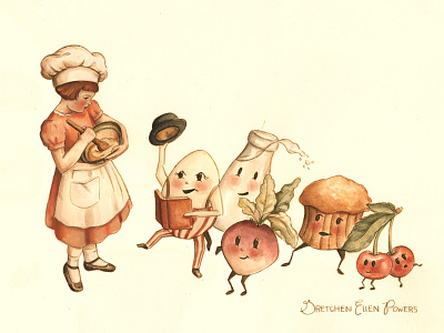 Patty Cake's Recipe For Fun art children cooking illustration ink kids lit art kitchen nursery rhyme painting picture book surreal watercolor