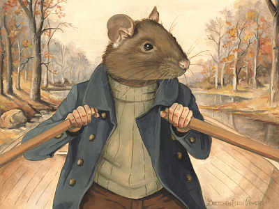 The Rat And His River animals in clothes boating book classic nautical rat river sailor water watercolor wind in the willows woodland