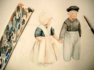 Watercolor WIP art character design children cute fairy tale illustration mixed media painting storybook surreal watercolor wip