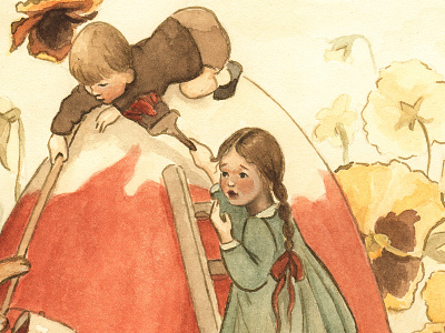 Painting The Great Egg 3 (Sadie & Sam) art character design children cute illustration kid lit kids painting picture book vintage watercolor whimsical