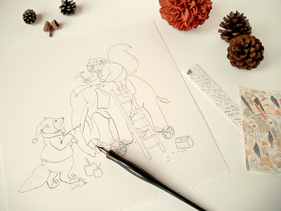 Holiday Thinking & Inking animals character design draw drawing holiday illustration ink kids painting sketch sketchbook woodland