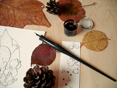 Inktober: Day 3 autumn bird doodle drawing fall illustration ink inktober october pen sketch woodland