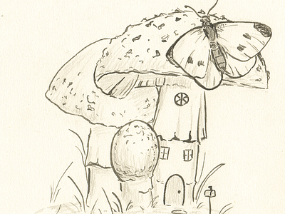 Inktober: Day 5 cute drawing fairy tale garden illustration inktober kids mushroom sketch surreal whimsical woodland