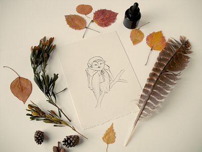 Inktober: Day 7 anthropomorphic art birds cute drawing feather illustration inktober kids owl sketch wip