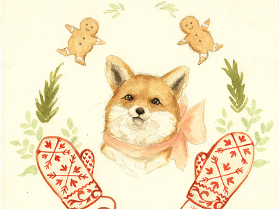 Smitten with the Mitten: Fox Mitten christmas cute design floral fox graphic design kids nature watercolor whimsy winter woodland