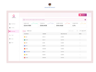 Borrowing in DeFi (Web3) block chain borrowing collateral defi design lending product design ui uiux ux web3