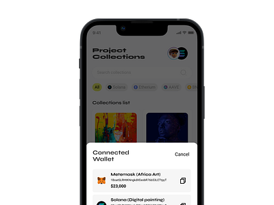 Connected wallet block chain design product design ui uiux ux web3