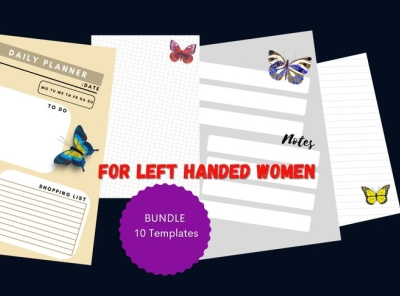 10 Templates for Left-Handed Women journal for women journal pages for lefties left handed people left handers day planners for leftys