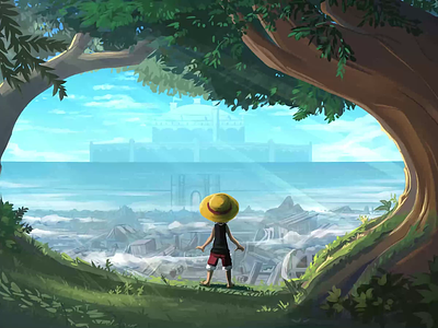 Luffy at the edge of the forest 2d 2d animation 2danimation animation design illustration luffy motion motion design motion graphics motiongraphics one piece onepiece pirate