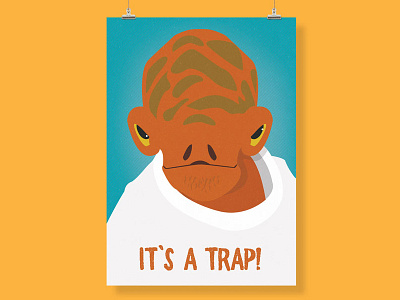 It's a trap! admiral ackbar orange poster print star wars turquoise wall art wall print