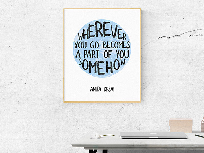 Wherever you go becomes a part of you somehow - Anita Desai globe motivational quote nomad poster travel wall print