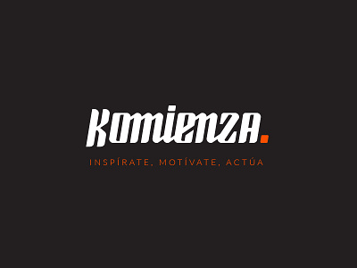 Komienza. brand entrepreneur italic logo logotype orange typography