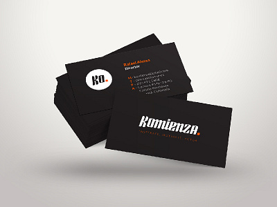 Komienza application black brand business card entrepreneur italic logo logotype orange secondary typography