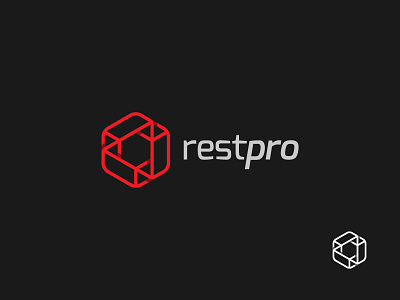 Logo for RestPro brand cycle geometry impossible logo minimal red restaurant software
