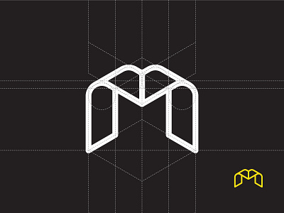 Logo grid for Motion Eleven. brand eleven geometric grid initial letter logo m