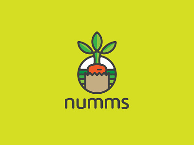 Logo for Numms. carrot convenient delicious delivery food fresh fun green healthy organic tasty vegetarian