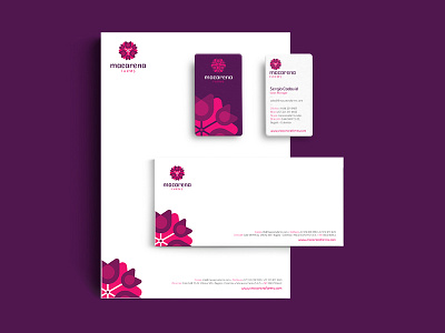 Macarena Farms colombia farms flower geometry logo stationery design violet