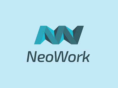 NeoWork logo blue letter lines logo logo design minimal minimallogo monogram n w