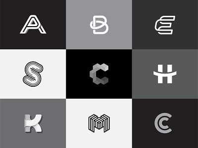 Logos a b brand c e geometric h initial k letter logo m minimal s