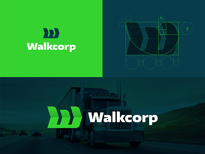 Logo design for Walkcorp arrow geometric geometric design golden section grid grid logo initial logo