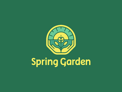 Spring Garden brand ecologic ecology florist garden green hands logo logodesign natural organic plant spring sun