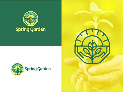 Spring Garden ecological ecology garden geometric green hand illustration logo natural organic spring sun yellow