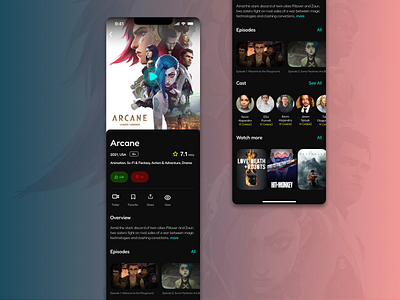 Arcane concept shot — Mobile version animation app design mobile mobile app movie typography ui ux