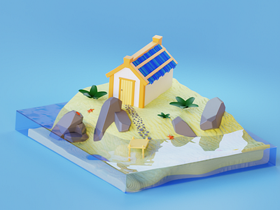 3D Scene with a house by the sea