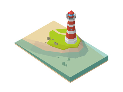 Lighthouse Isometric isometric isometric icons lighthouse low poly minimal nature red sea segment shore vector waterfront