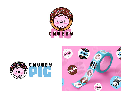 Logo "CHUBBY PIG" adobe illustrator adobe photoshop animals logo branding breand cafe design donut donuts logo graphic design identity illustration logo logotype pig logo piglet vector