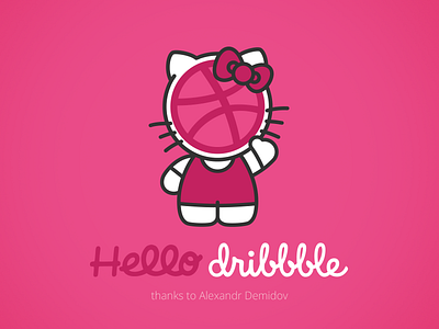 Hello dribbble debut dribbble first hello kitty logo
