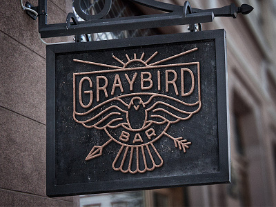 Graybird Bar bar bird black gold logo sun