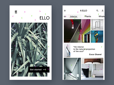 H.ELLO app catalogue concept filter flow gallery grid idea interior mobile ui ux