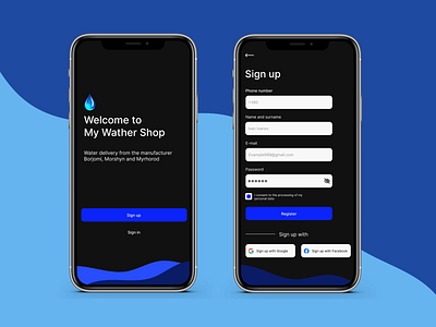 Water delivery "Sign UP" Daily UI #001 001 blue content dailyui design shop ui ux wather