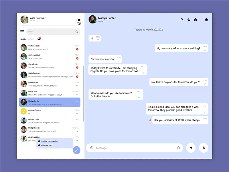 Direct Messaging 💜 Daily UI#13 animation app content design direc interface messaging ui ux