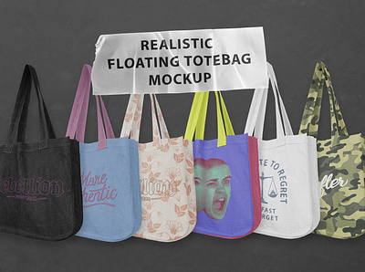 Realistic Floating Tote Bag Mockup apparel artwork bag bag mockup branding design mockup template totebag