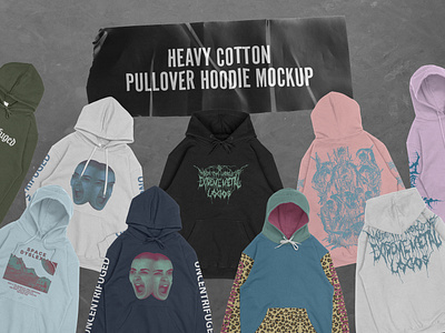 Heavy Cotton Pullover Hoodie Mockup