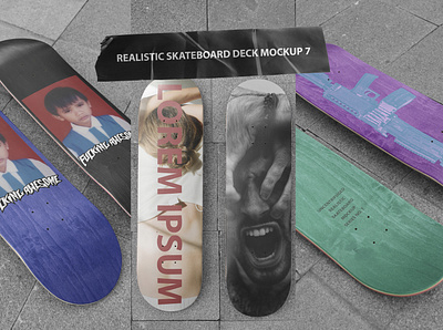 Realistic Skateboard Deck Mockup 7 apparel artwork branding deck design digital art mockup skate skateboard template