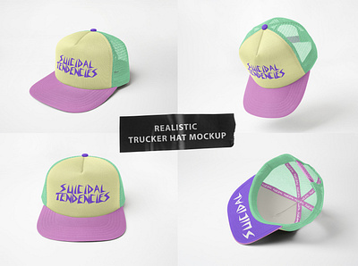 Realistic Trucker Hat Mockup apparel artwork baseball hat branding design graphic design hat mockup template trucker hat