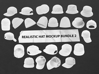 Realistic Hat Mockup Bundle 2 apparel artwork branding design five panels graphic design mockup template