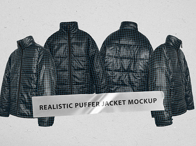 Realistic Puffer Jacket Mockup apparel artwork branding design graphic design mockup puffer template