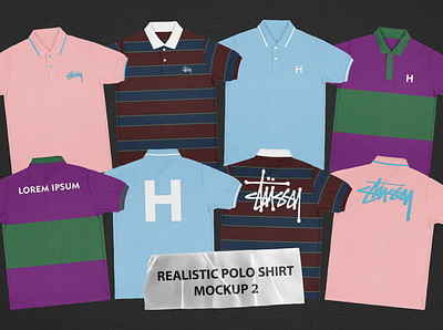 Realistic Polo Shirt Mockup 2 apparel artwork branding design graphic design mockup realistic template