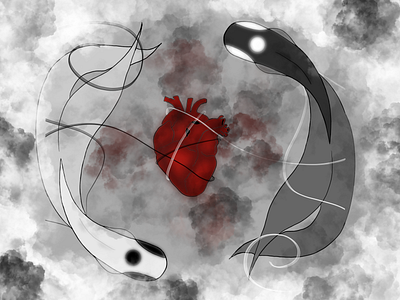 Second coeur fish heart illustration poisson yang ying