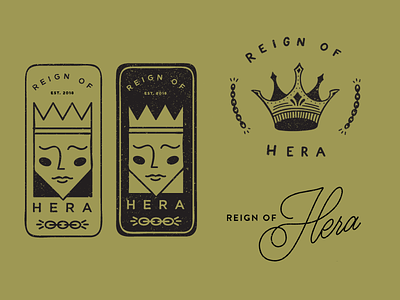 Hera branding crown handdrawn icon identity lettering logo queen script typography