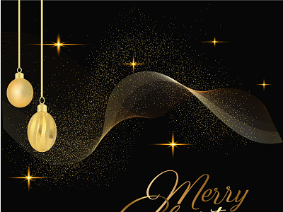 Creative Christmas Greeting Card With Golden Sparkles and Text 2022 christmas creative design golden balls golden sparkles graphic design illustration merry