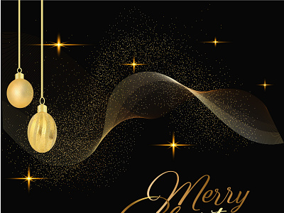 Creative Christmas Greeting Card With Golden Sparkles and Text