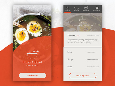 Daily UI Challenge | Ramen Bar Menu food menu menu design menu ui mobile mobile menu ramen ramen design ui uiux
