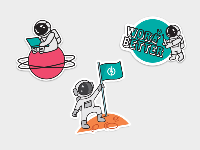 Astronaut Stickers work better planet space astronaut illustration stickers