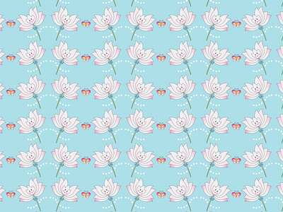 Pattern Design-Lotus blue cartoon art illustration lotus flower pattern