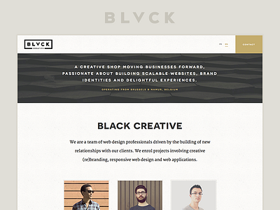Black Creative website agency avatar belgium classic classy single page studio team vintage web design website white